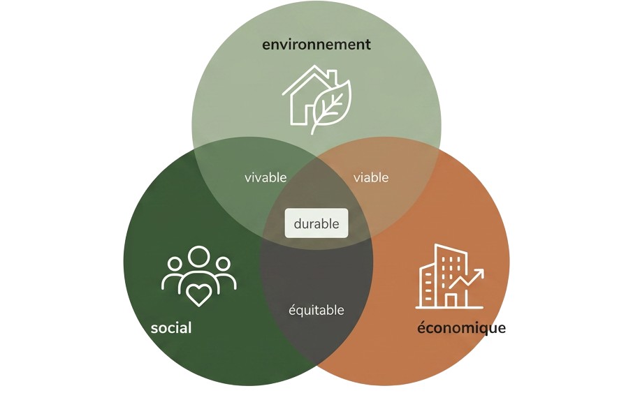 Les 3 piliers de la responsabilité sociétale des entreprises (RSE).